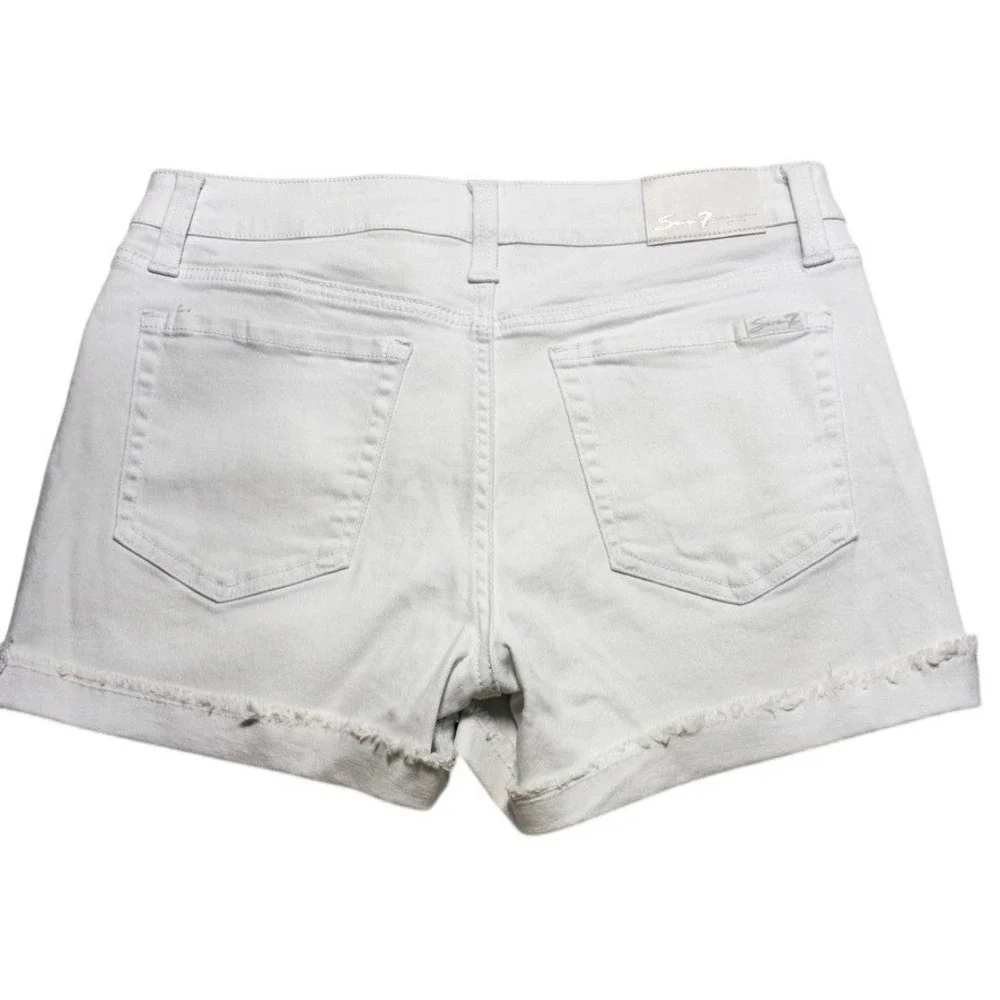 Seven7 White Denim‎ Weekend Shorts Raw Hem Coastal Summer Womens Size 8